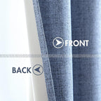 MIULEE Linen Texture Curtains for Bedroom Solid 100% Blackout Thermal Insulated Stone Blue Curtains Grommet Room Darkening Drapes for Living Room Nursery 52x108 Inch (2 Panels)