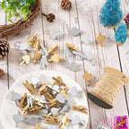 Pandahall 100Pcs Wooden Heart Clothespins Photo Clips Photo Paper Pegs Clips Gold Silver Mini Clothes Pins Holiday Card Holder Display with 10.9 Yards Jute Twine