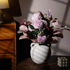 Ceramic Flower Vase, Porcelain Vases, 6 Inch Vintage Terracotta Vase with Hadle for Home Decor, Decorative Farmhouse Vase for Home Decor, Living Room, Shelf Decor, Farmhouse, Table, Lyeec