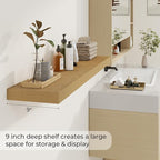 Dreamland 48 inch Floating Shelves for Wall Large Wall Mounted Shelves with Invisible Brackets, Oak Long Shelves for Bathroom, Living Room, Kitchen, Office, 48x9.1 inch deep Set of 2