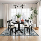 Lahome Moroccan Washable Living Room Rug, 5x8 Rugs for Bedroom Dining Room, Soft Non-Slip Non Shedding Boho Distressed Throw Carpet for Nursery Office, Blue