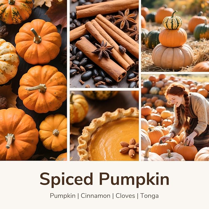 Goodpick Spiced Pumpkin Candles, Fall Scented Candles for Home, 22oz Soy Wax, Warm Cinnamon & Clove 120hrs, Cozy Autumn Gift