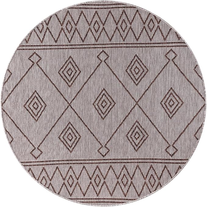 Keen Home Design Terrace Outdoor Round Rug - 5ft Round Washable Indoor/Outdoor Rug for Patio, Kitchen, Balcony, Beach, Garden, Deck and Porch, Size: 5'3" Round