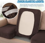 H.VERSAILTEX Velvet Stretch Couch Cushion Cover Plush Cushion Slipcover for Chair Cushion Furniture Protector Seat Cushion Sofa Cover (1 Piece Armchair Cushion Covers, Brown Striped)