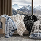 EVERGRACE Ultra Soft Luxury Fluffy Ridgeline Faux Rabbit Fur Throw Blanket, Thick Warm Bubble Throw for Bed, Cozy Plush Reversible Blankets for Couch, Chair, Sofa, Cloud Blue, 60x80 Inches, 870 GSM