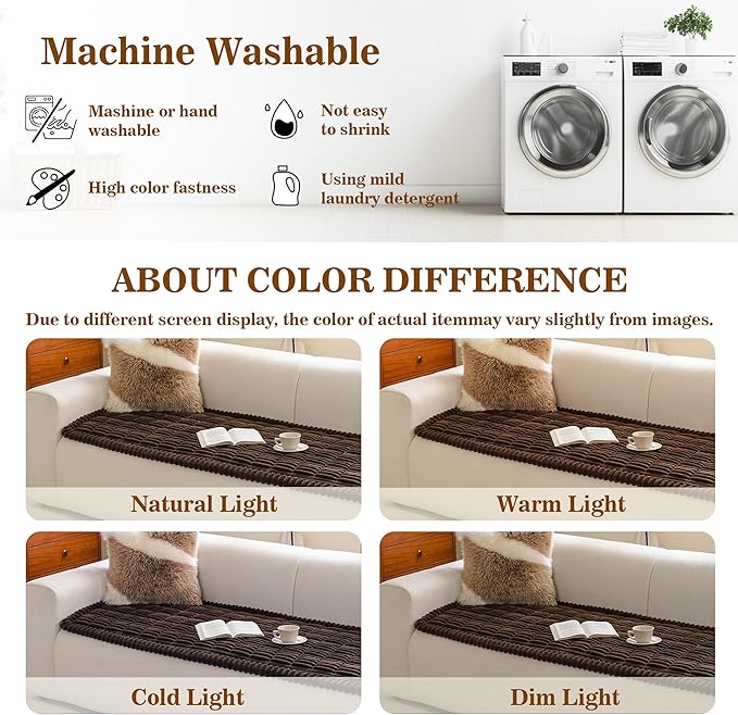 MYSKY HOME Couch Covers for 2 Cushion Sofa, Couch Cover for Dogs, Sofa Covers for Pets Washable, Soft Non-Slip Sofa Slipcovers, Loveseat Couch Covers, Furniture Protector, Chococlate, 27.6" x 59"
