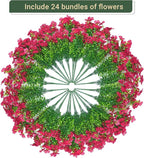 24 Bundles Artificial Flowers for Outdoors & Indoors – UV Resistant Faux Plastic Plants for Garden, Patio, Porch, Window Box, Home Decor – Lush & Vibrant Fake Flowers, Red