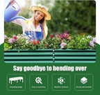 Land Guard Galvanized Raised Garden Bed with Legs, 96×24×32in Raised Garden Beds Outdoor with Drainage Holes, Planter Boxes Outdoor for Backyard, Patio, Balcony, 800lb Capacity, Green