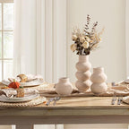Ceramic Vase Home Table Decor - White Flower Vase Set of 3 Living Room Kitchen Decorations Farmhouse Modern Rustic Vases Decorative Centerpiece for Shelf Bedroom Office Bathroom Dining Coffee Desk