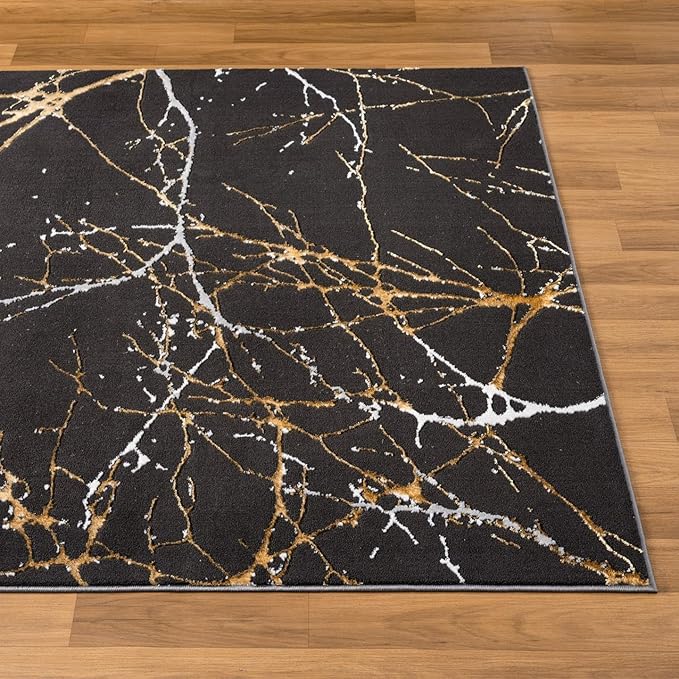 LUXE WEAVERS Modern Abstract Nature Black 2x3 Entryway Rug, Non-Shedding Hallway Carpet