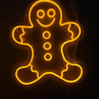 Christmas Neon Sign Gingerbread man Christmas Neon Light Sign Christmas LED Signs for Wall Light Up Signs for Home Party