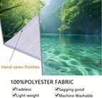 BSFHH Nature Tapestry Forest Tree Sea Cave Wall Hanging, Stream Through Rainforest Landscape Wall Art Tapestry for Bedroom Living room (Lake View, 110" × 87", Unframed)