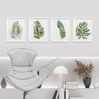 SIGNWIN Framed Banana Palm Monstera Leaf Wall Art, Set of 4 Green Pastel Wall Decor Prints, Nature Wilderness Wall Décor for Living Room, Bedroom - 8"x10" White