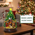 Christmas Tree Lighted and Animated Manger Nativity Scene, Musical Angel Family Figurines LED Light Play Silent Night Music, Ideal Xmas Decor Gifts and Tabletop Xmas Collection Decorations for Home