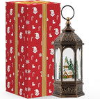 Christmas Snow Globe Lantern Lighted Church Musical Snow Water Lantern Swirling Glittering Home Decoration and Gift, Battery Operated or USB Powered