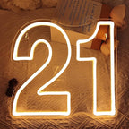 SYLHOME 21 Twenty one Led Neon Light Sign 21th Happy Birthday Party Anniversary Wall Decor Sign Number Table Sign Home Bar Pub Club Wedding Decor USB 12"X11"