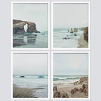 SIGNWIN Framed Rocky Storm Cloud Sky Beach Ocean Wall Art, Set of 4 Landscape Colorful Wall Decor Prints, Nature Wilderness Wall Décor for Living Room, Bedroom - 12"x16" White