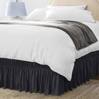 Utopia Bedding King Elastic Bed Ruffle - Easy Wrap Around Ruffle - Microfiber Bed Skirt with Adjustable Elastic Belt 16 Inch Tailored Drop - Hotel Quality Bedskirt, Fade Resistant (King, Black)
