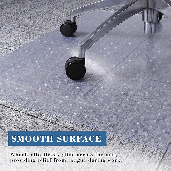 Tydle Chair Mat for Carpet, 60" x 50" Chair Mat for Carpeted Floors, Non-Slip Computer Under Desk Plastic Floor Mat for Work Gaming Chairs, Heavy Duty Carpeted Floor Protector for Home Office (Clear)