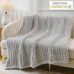 Esterra Chunky Knit Throw Blanket Newly Upgraded Heavy Tighter Version, Handmade Chenille Throw Super Soft, Thick Yarn Cable Knit Crochet Throw Blanket for Couch Bed Sofa (50"x60" Light Grey)