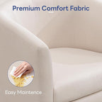 Accent Barrel Chair, Modern Comfy Living Room Chairs with Armrest Small Reading Chair with Cozy Soft Padded for Bedroom Reception Room Cafe,White