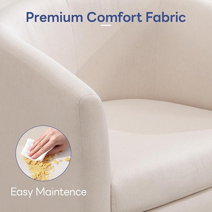 Accent Barrel Chairs Set of 2, Modern Comfy Living Room Chairs with Armrest Small Reading Chair with Cozy Soft Padded for Bedroom Reception Room Cafe,White