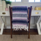 Del Mex Classic Mexican Blanket, Large Authentic Woven Falsa Throw (70"x50"), Artisan Southwest Décor for Beach, Yoga, Outdoors (Lavender)