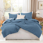 Litanika Comforters California King Size Ocean Blue, 3 Pieces Lightweight Solid Bedding Set & Collections, All Season Fluffy Bed Set (104x96 Inches Comforter & 2 Pillowcases)