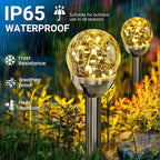 SOLPEX Solar Garden Lights String - 3 Pack Warm White, Solar Powered Cracked Glass Ball, Waterproof for Outdoor & Patio Decoration