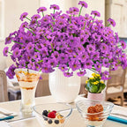 Krissing 48 Bundles Outdoor Artificial Flowers UV Resistant Fake Silk Flowers Faux Plastic Plants Outside Garden Porch Window Box Summer Decoration (Purple)