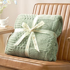Amélie Home Chenille Knit Throw Blanket for Couch, Checkered Texture Decorative Soft Blanket for Sofa, Bed & Living Room, 60"x80", Sage Green