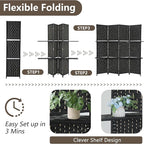 Room divider 4 panel Room Screen Divider Wooden Screen Folding Portable Partition Screen Wood with Removable Storage Shelves Color,Black