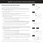 MODE Industrial Room Darkening Collection 1 1/8" Diameter Industrial Curtain Rod Set with Steel Wall Mounted Adjustable Curtain Rod, Blocks Light, Fits 72” to 144” Windows, Brushed Gold