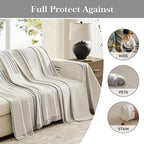 Boho Couch Cover Washable Sectional Couch Covers for Dogs Reversible Sofa Slipcover for 2 or 3 Cushion Couch Pet Friendly Furniture Protector (2# Grey, 71" x 118")