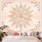 Lunerfex Floral Mandala Tapestry Boho Tapestry for Bedroom Orange Tapestries Wall Hanging Living Room Wall Art and Home Decor 44x60