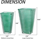 MCMCNCUIU Crystal Vase, Large Crystal Vases for Flowers, Green Large Flower Vase, Modern Glass Vases for Living Room, Bedroom, Kitchen, Dining Table, Mantle, Wedding, 9 Inches