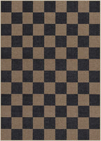 Lahome Checkered Easy Jute Living Room Rugs, 5x7 Black Dining Room Office Rug Farmhouse Washable Carpet, Checkerboard Neutral Non Slip Indoor Outdoor Carpet for Bedroom Entry Patio