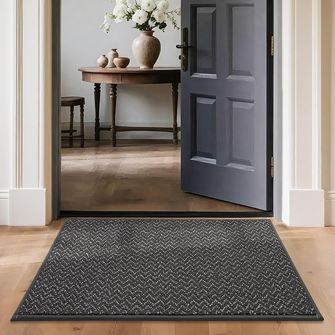 COSY HOMEER-Door-Mat 24"x36" Non Slip Absorbent Entryway Rugs Dirt Trapper Doormats Washable Entrance Mats Low Pile Welcome Floor Mat for Front Back Door and Entry Mats,Dark Grey