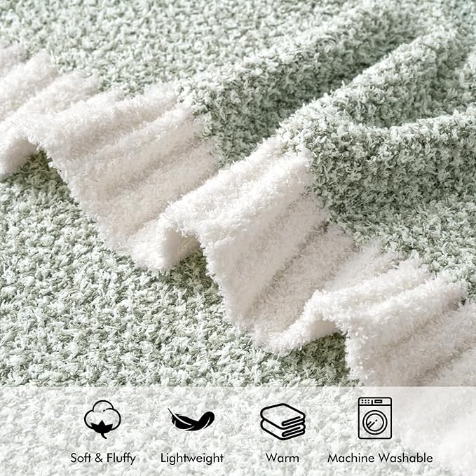 MIULEE Sage Green Super Soft Throw Blanket for Bed, Twin Size Cozy Fluffy Warm Blankets Knit Blankets for Couch, Sofa, Chair, Living Room, Camping, Picnic, 60 x 80 inch