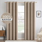 MIULEE 100% Blackout Linen Textured Curtains for Bedroom Solid Thermal Insulated Copper Brown Grommet Room Darkening Curtains & Drapes Luxury Decor for Living Room Nursery 52 x 72 Inch (2 Panels)
