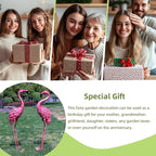 YOUKI Metal Yard Art Flamingo Decor Pink Flamingos for Yard Garden Statues Red Flamingo Yard Art Outdoor Sculptures for Outside Home Patio Lawn Ornaments Backyard Decor, Set of 2