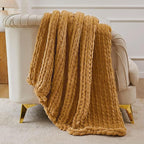 Esterra Chunky Knit Throw Blanket Newly Upgraded Heavy Tighter Version, Handmade Chenille Throw Super Soft, Thick Yarn Cable Knit Crochet Throw Blanket for Couch Bed Sofa (50"x60" Mustard Yellow)