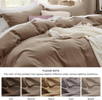 Bedsure Deep Khaki Duvet Cover Queen Size - 3 Pieces Prewashed Cotton-Like Extra Soft Bedding Set, Includes 1 Duvet Cover 90x90 Inches with Zipper Closure & 2 Pillow Shams, Comforter Not Included