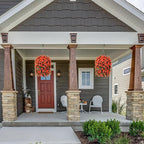 Artificial Fake Fall Hanging Flowers Plants Baskets for Autumn Outdoor Outside, Faux Silk Orange Orchid in Planter UV Resistant for Home Porch Garden Yard Patio Decor