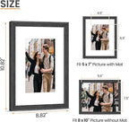 upsimples 8x10 Picture Frame, Natural Solid Wooden Picture Frames, Display 5x7 with Mat or 8 x 10 Without Mat, Wall or Tabletop, 1 Pack, Black