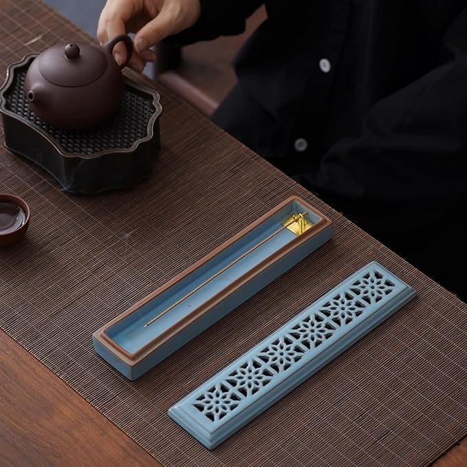 Incense Holder for Sticks，Ceramic Insence-Stick Holder Ash Catcher，Incense Holder Timkburner for Meditation Yoga Spa Room Decor