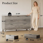 57" Long Dresser for Bedroom, 7-Drawer Fluted Chest, Wide Wood Storage Dresser with Metal Slides and Handles, Stable Base, Modern Clothes Organizer for Primary Suite, Guest Room, Nursery