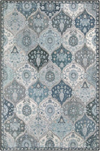 Lahome Moroccan Trellis Front Door Mat Indoor Entrance, 2x3 Rugs for Entryway Non-Slip Washable Indoor Door Mat, Oriental Accent Small Rug for Kitchen Bedroom Bathroom, Blue