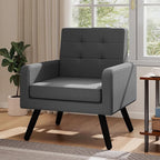 Kromax Mid-Century Modern Accent Chair for Living Room, 496 Lb. Weight Capacity, Dual Armrests, Comfy Extra Large Seat, Timeless Style Perfect for Reading & Relaxing, Dark Grey
