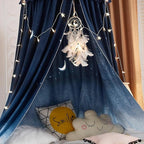 Kertnic Decor Canopy for Kids Bed, Soft Smooth Playing Tent Canopy Girls Room Decoration Princess Castle, Dreamy Mosquito Net Bedding, Children Reading Nook Canopies in Home (Night Sky-Ruffle)